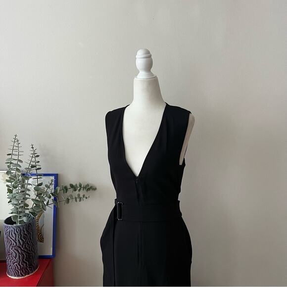 ALC Black Belted V-Neck Midi Dress - Picture 9 of 12